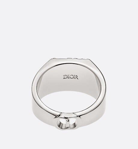 dior oblique sterling silver ring|CHRISTIAN DIOR Sterling Silver Oblique Signet Ring 60 9 .